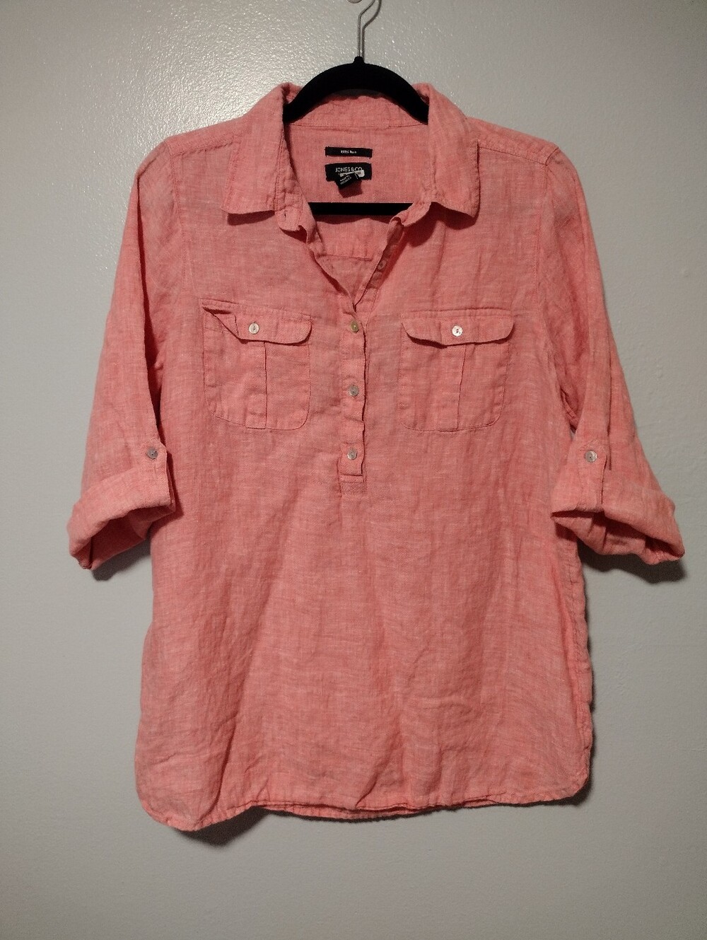 Jones & Co 3/4 Sleeve Linen Top Blouse